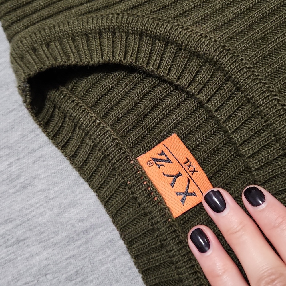 Vintage Y2K XYZ Grunge Eagle Olive Ribbed Pullover Crewneck Sweater Top Shirt - Picture 6 of 12